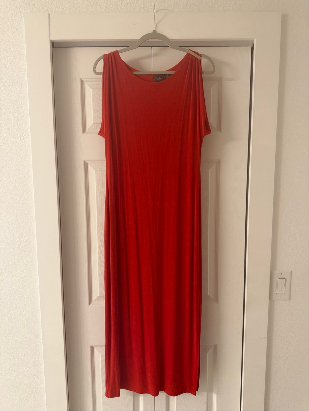 Sleeveless Red Maxi Dress with Cutout Shoulders
